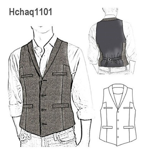 ( Moldes De Ropa)  Campera Chaleco Hombre 1101