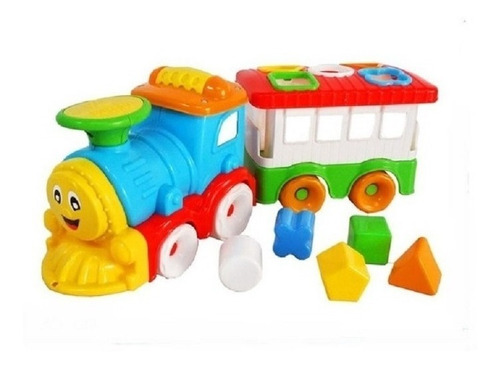 Imagen 2 de 6 de Tren Con Vagon - Didactico Y Encastre Riva Art. 711 E.full