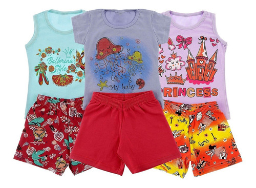 Imagem 6 de 7 de Kit Lote 6 Conjunto Roupa Infantil Menina Feminino Atacado