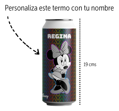 Termo Lata Personalizado 500ml. Minnie Rainbow