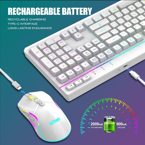 Combinação De Teclado E Mouse Sem Fio Redthunder K20, Full S