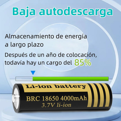 Cargador Y Pilas Recargable 3.7v 18650 4 Batería Recargable,USB cargador de baterías de litio con 4pcs 18650 baterías