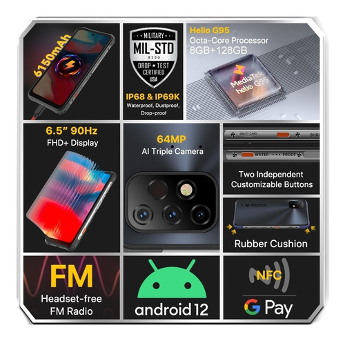 Umidigi Bison Gt2 Celular Resistente Ip68 Google Android 12