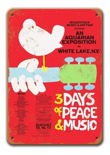 Agedsign Woodstock Poster, Vintage Metal Wall Art Woodstock 