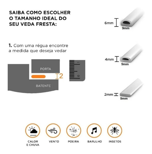 Veda Fresta 2mm Modelo Branco - 6 Metros Comfort Door