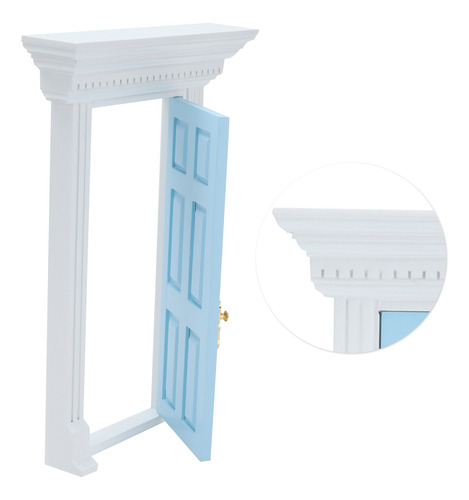 Blue Dollhouse Accessories 1:12 Puerta De Madera Exquisita