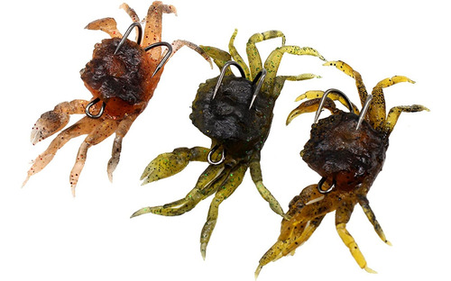 3 Señuelos Suaves De Cangrejo De Simulación 3d Con Ganchos A