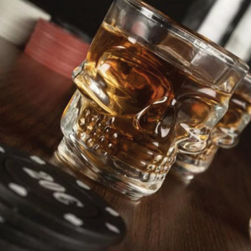 Set 6 Vasitos Tequileros Vidrio Calavera Cráneo Caballito Transparente