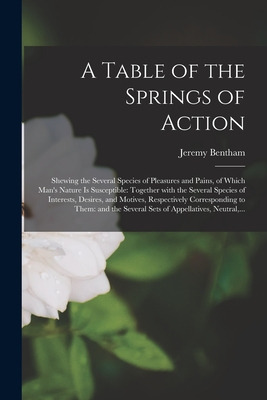 Libro A Table Of The Springs Of Action: Shewing The Sever...