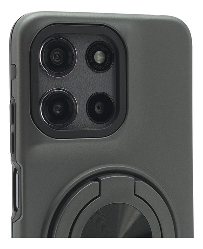 Kit Funda Protector + Mica Moto G15 Power Case Uso Rudo Duro Yon - Gris Moto G15 Power