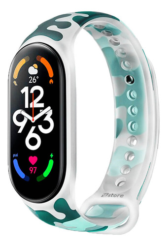 Correa Compatible Xiaomi Mi Band 7 Camuflado Transp Verde