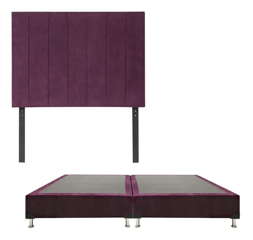 Cabecera King Size Dicasa Argos + Box Velvet Morado