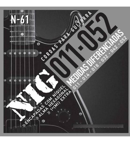 Encordoamento Nig Guitarra 011-052 (1° Mi Extra + Paleta) 
