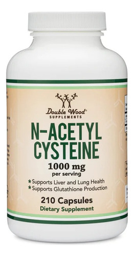 Double Wood N- Acetil Cisteína Nac 500 Mg, 210 Caps Sabor Sin Sabor