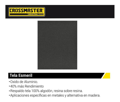Imagen 2 de 4 de Lija Tela Esmeril 230x280mm Grano 120 X 25 Hojas Crossmaster