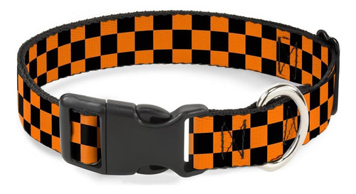 Collar Con Clip De Plástico Con Hebilla - Naranja A Cuadros