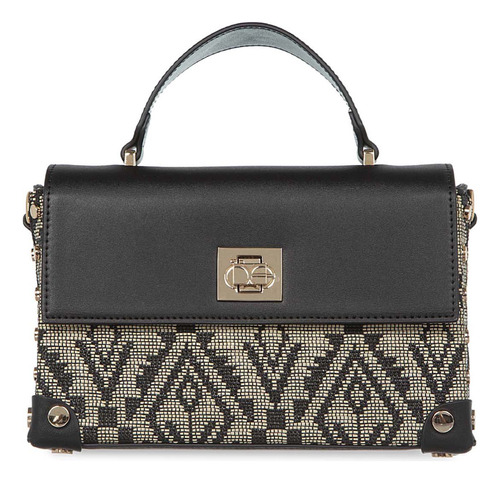 Bolsa Briefcase Para Mujer Cloe Rafia Diseño Mediano Color Negro