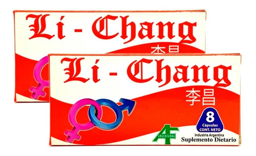 Li Chang Potenciador Vigorizante Masculino 2 Cajas X 8 Cap 