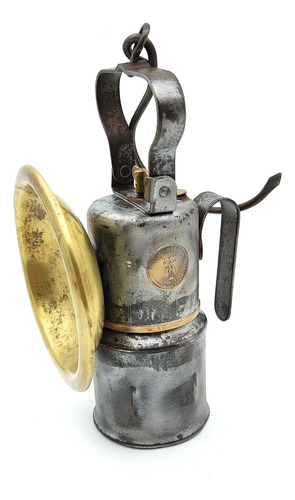 Lampara Linterna Minera De Bronce A Carburo Antigua (m2) (Usado)
