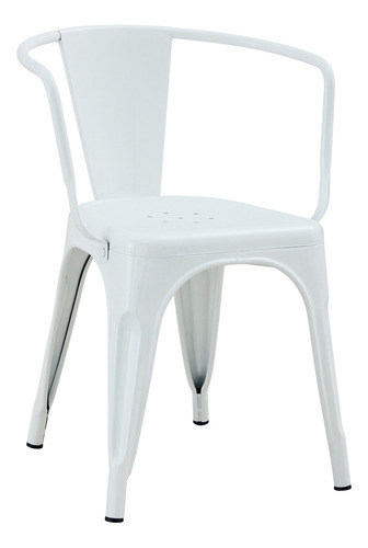 Silla De Comedor Con Apoyabrazo Tolix X6 Reforzada De Hierro Zhome Estructura De La Silla Blanco Asiento Blanco Diseño De La Tela Metal