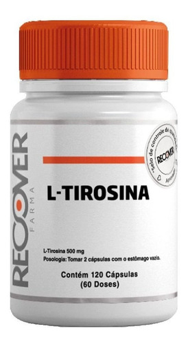 L-tirosina 500mg - 120 Cápsulas (60 Doses) Sabor Natural