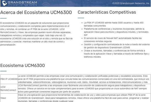 Conmutador Ip-pbx 1500 Usuarios Ucm6308a Grandstream