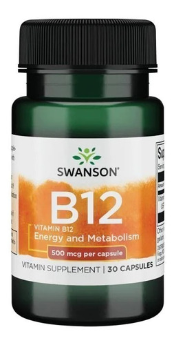Swanson | Vitamin B12 I 500mcg I 30capsulas I Importado 
