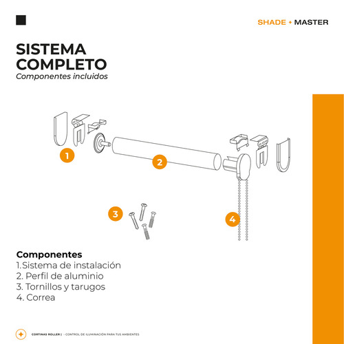 Cortina roller Shade Master Blackout CORT0014 de 140cm x 140cm liso color blanco - unidad por 1