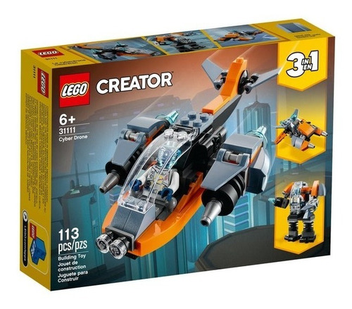 Lego Creator, Cyber Drone, 113pzs, Original, Didáctico  3en1