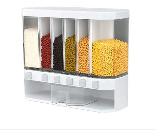 Dispensador Pared Mesa 6 Espacios Granos Cereal Arroz Pasta