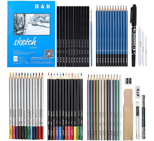 Ruiao 72 Piezas Kit De Lápices De Dibujo Arte Dibujo