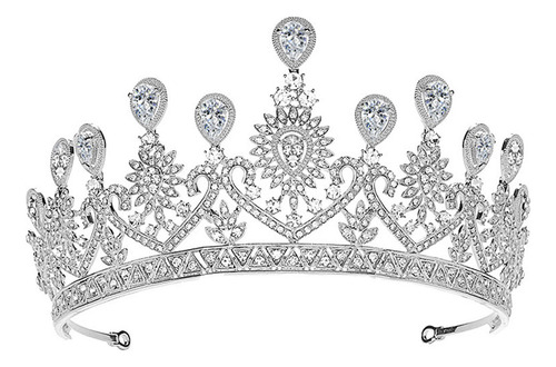 Tiara De Piedra Plateada En Forma De Corazón Para Accesorio