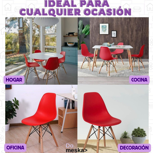Set 6 Sillas Eames Minimalista Para Jardin Salas Comedor
