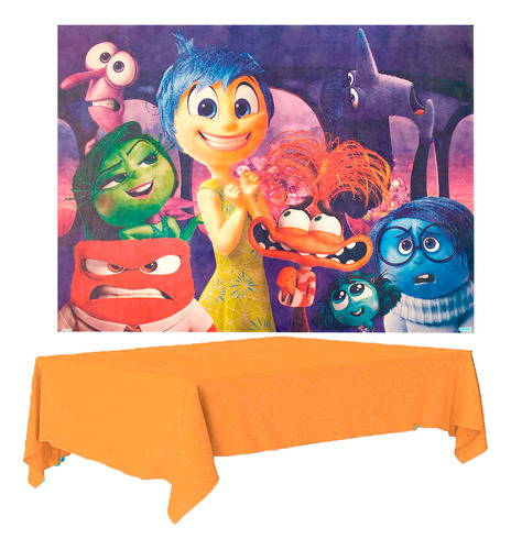 Kit Festa Divertidamente Decoração Painel + Toalha Laranja