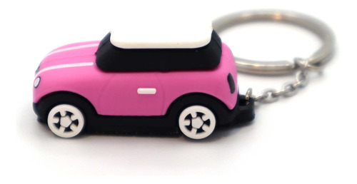 Llavero Auto Forma De Mini Cooper 3d De Silicona - Rosa