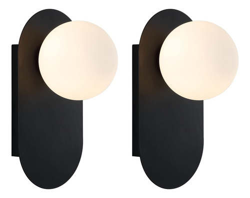 Apliques De Pared Modernos Negro Mate Con Pantalla De Vidrio