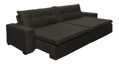 Sofá Retrátil e Reclinavel Oklahoma 2,72 Mts Com Molas e Pillow no Assento Tecido Suede Café Cama InBox