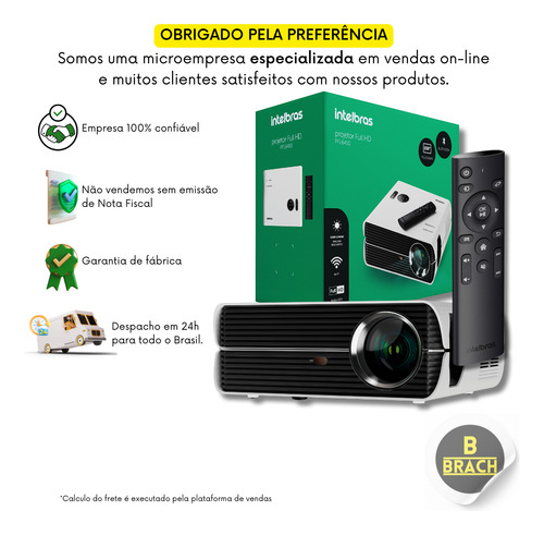 Projetor Full Hd Intelbras Com Bluetooth E Wi-fi 1080p 150''