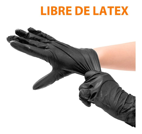 Imagen 2 de 6 de Guantes De Nitrilo Libre De Latex Sin Polvo Azul Negro 100pz