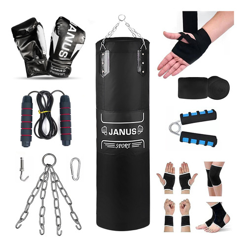 Bolsa Saco De Boxeo Profesional Costal De Box Con Guantes Color Negro