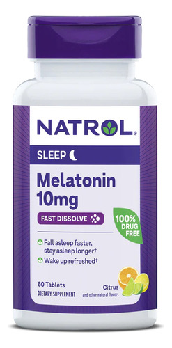 Melatonina Natrol Sleep Premium | 10 Mg | 60 Tabletas Sabor Citricos