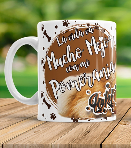 Taza Pomerania Con El Nombre De Tu Mascota