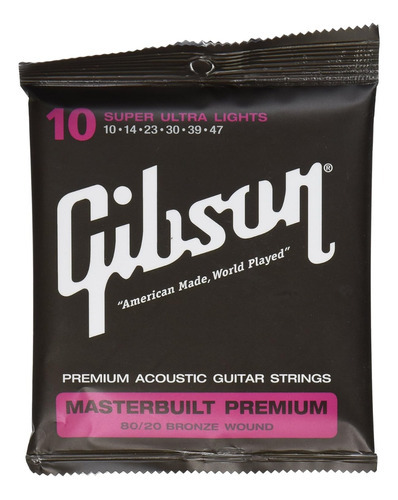 Set Cuerdas Gibson 10-47 Guitarra Acústica 80/20 Ag-brs10