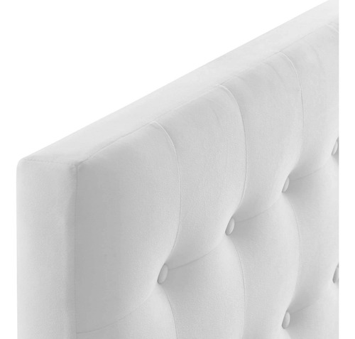 Cabecera De Terciopelo Blanca Diseño Capitoné Tamaño Individ Blanco