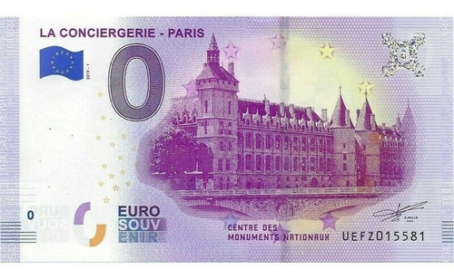 Billete 0 Euro Carcel Palacio La Conciergerie Paris #184