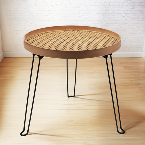 Mesa Auxiliar Redonda Plegable De Madera (agujero Circu...