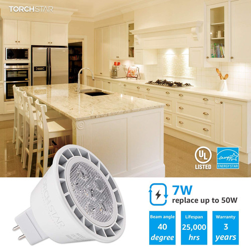 Bombilla Mr16 Gu5.3 Torchstar Regulable De Luz Led, 7w (50w