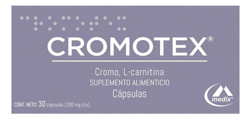 Cromotex 200mcg Cromo/100mg De L-carnitina C/30´s Sabor Sin Sabor
