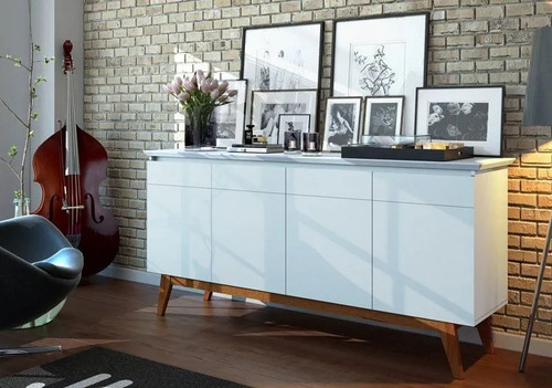 Buffet Aparador De Sala Jantar Classic 4 Portas - Branco
