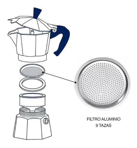Filtro Aluminio Cafetera Italiana Bialetti Turmix 9 Tazas | GRUPO IIMOTION